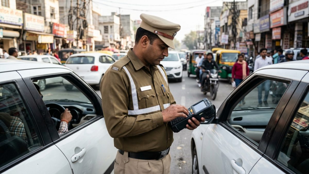 User entering driving licence number on the official Parivahan portal to check challan by DL