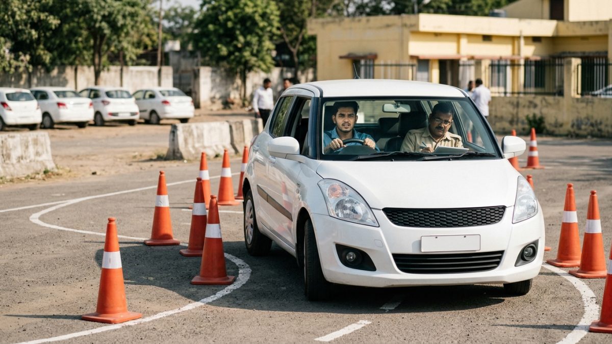 Person using a laptop to check driving licence application status online