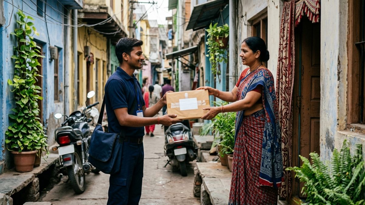 India Post Speed Post parcel delivery package containing an official document
