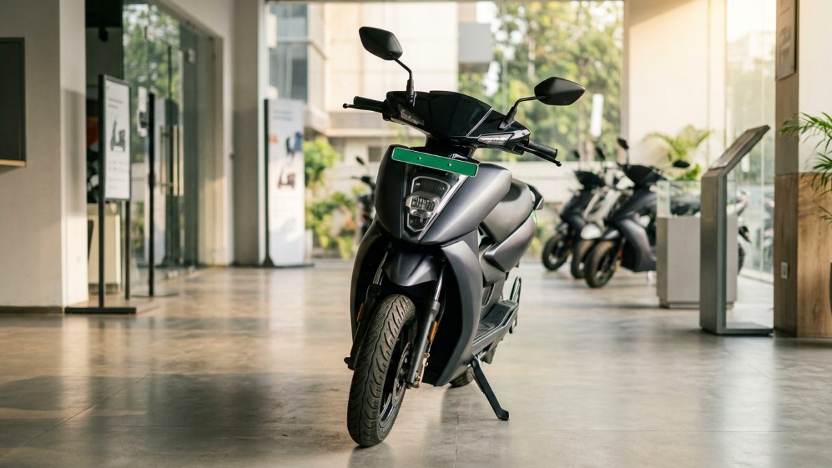 Modern electric two-wheeler parked outdoors highlighting central EV subsidy in India guidelines