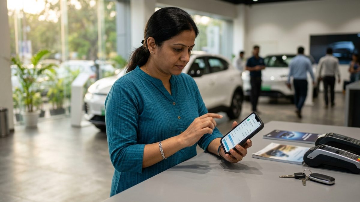 Digital smartphone screen processing Aadhaar verification for how to claim ev subsidy in India