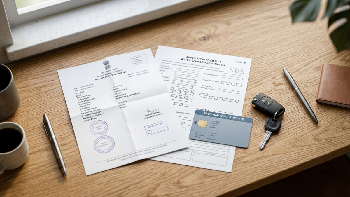 Motorcycle registration documents and digital verification process in India