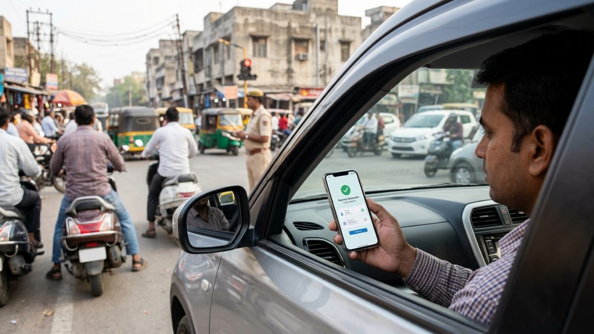 Paying motor vehicle act fines online on smartphone e-challan interface