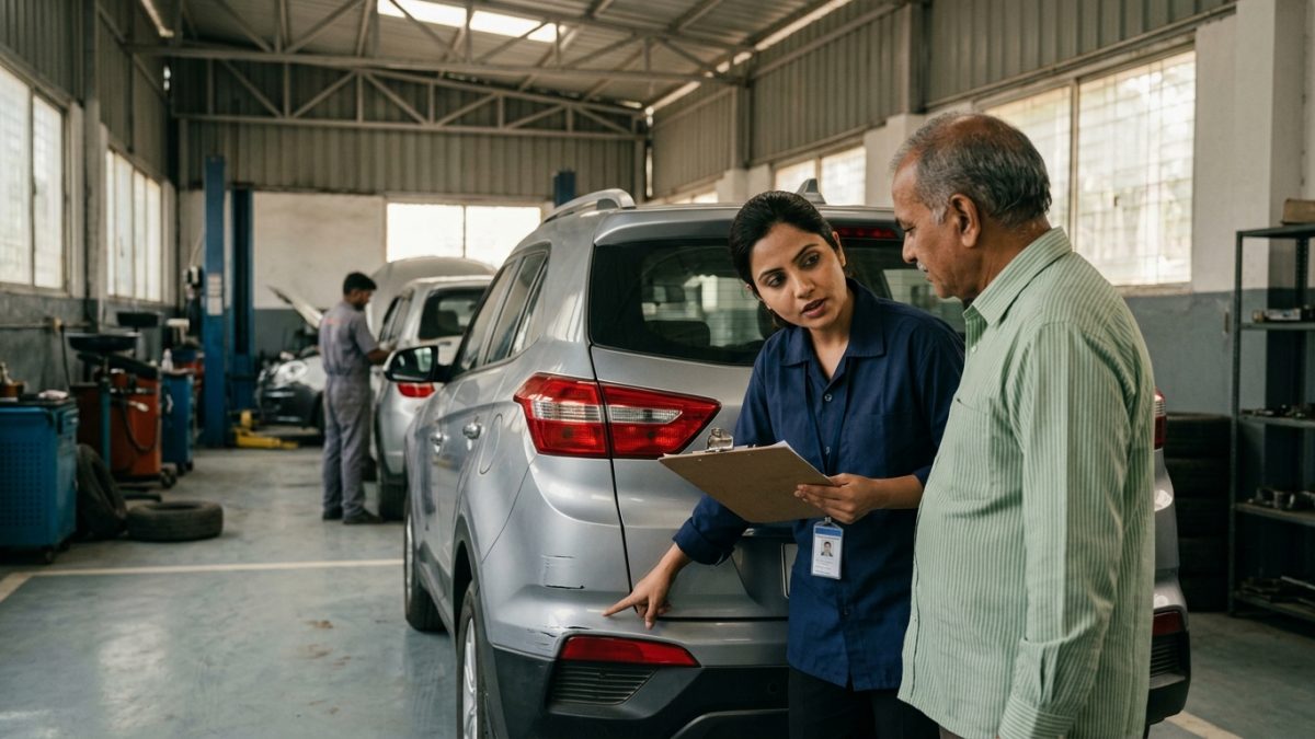 Inspecting minor bumper damage to evaluate claim payout versus car insurance ncb savings