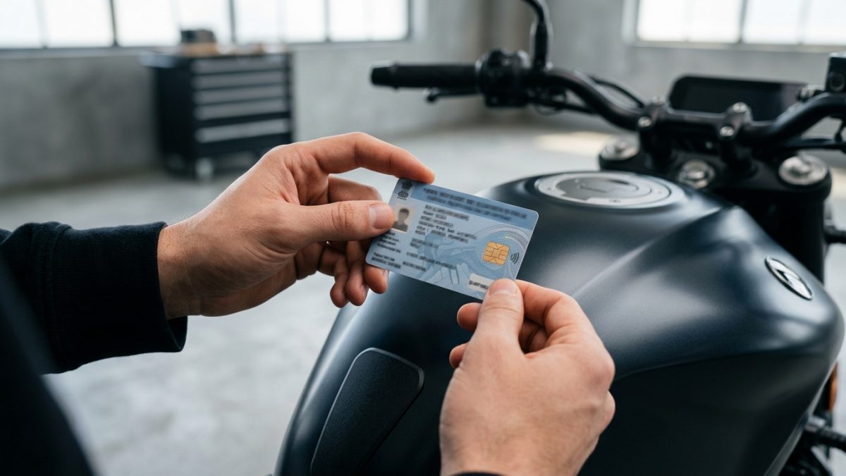 Two-wheeler registration documents and digital verification display