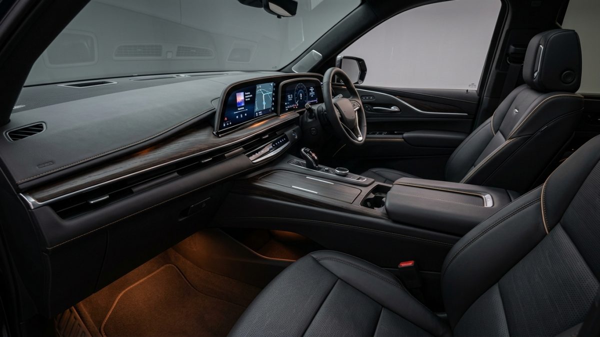 Modern car cabin featuring dual 12.3-inch panoramic digital displays and ventilated leatherette seats