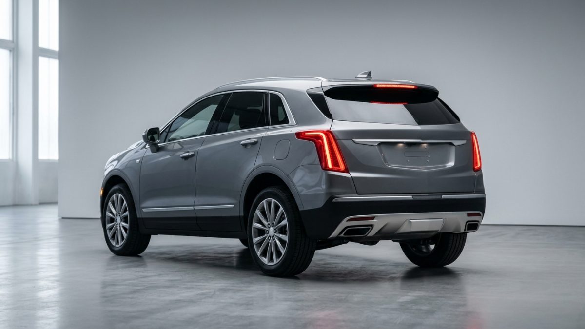 Rear three-quarter view of a stylish crossover SUV highlighting vertical LED taillights and sporty stance