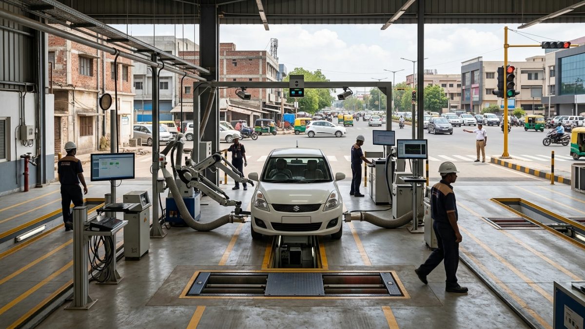 Automated vehicle fitness inspection lane for cars and commercial transport under new RTO rules