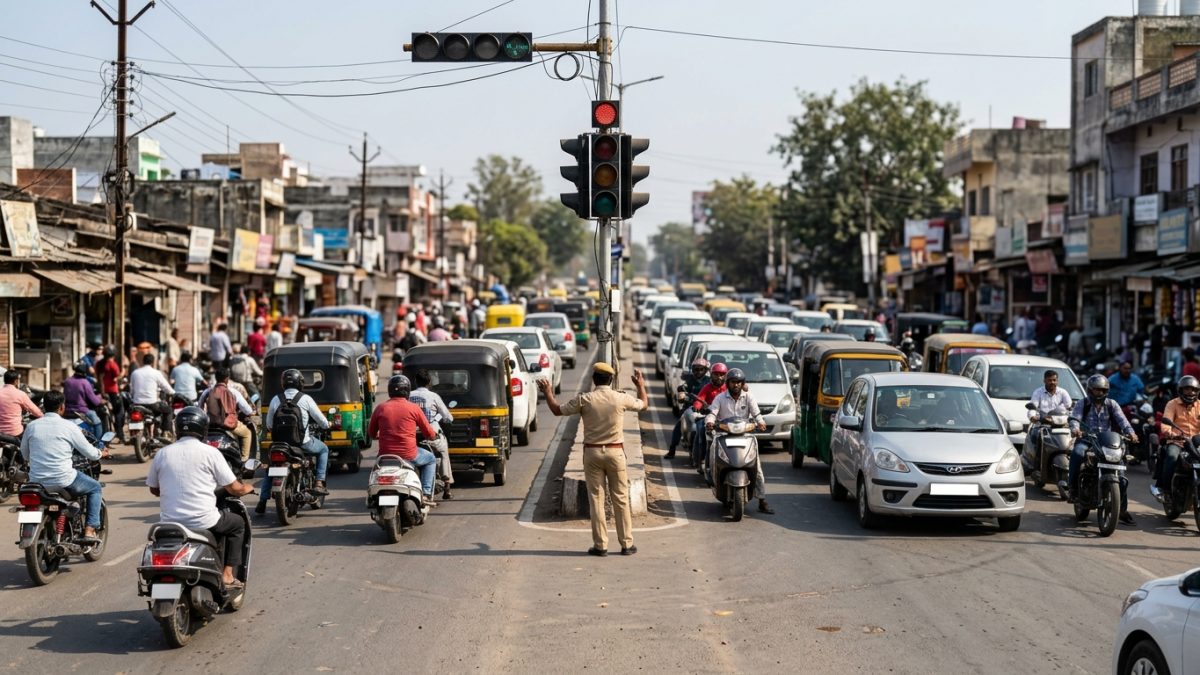 Person checking vehicle traffic challan status online on a smartphone screen