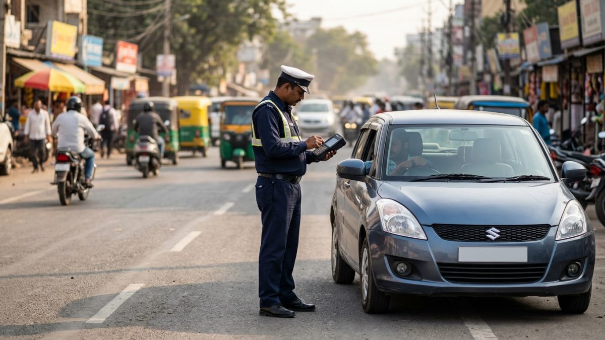 Vehicle owner reviewing electronic violation details on a laptop for traffic challan check online