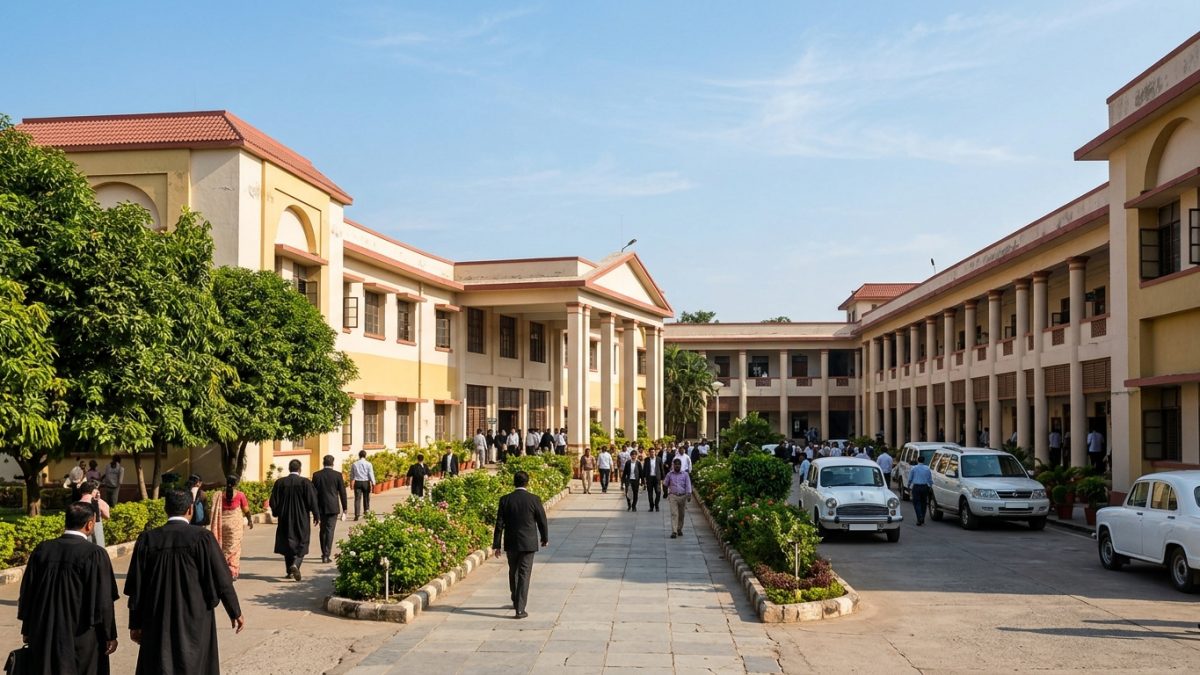 Indian district court complex entrance where National Lok Adalat hearings are held