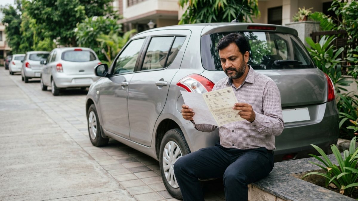 Car owner checking vehicle chassis details to update mobile number in Parivahan