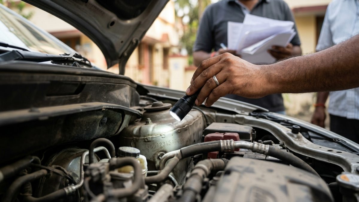 Checking vehicle chassis number to avoid second hand car fraud in India
