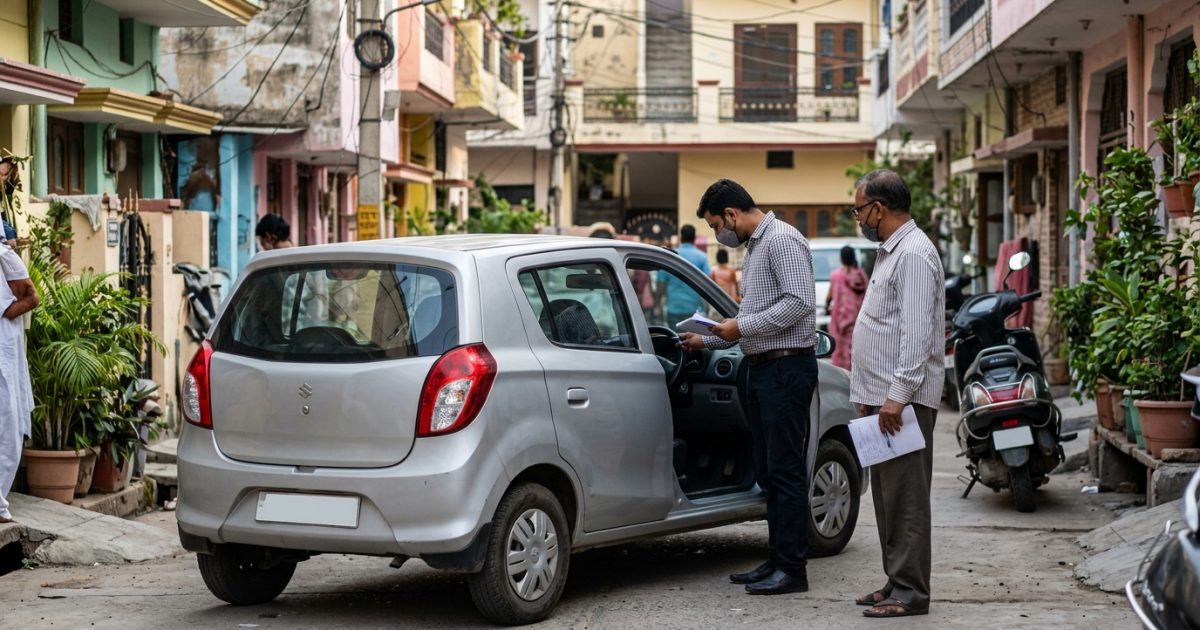 Car buyer verifying documents to check vehicle history India