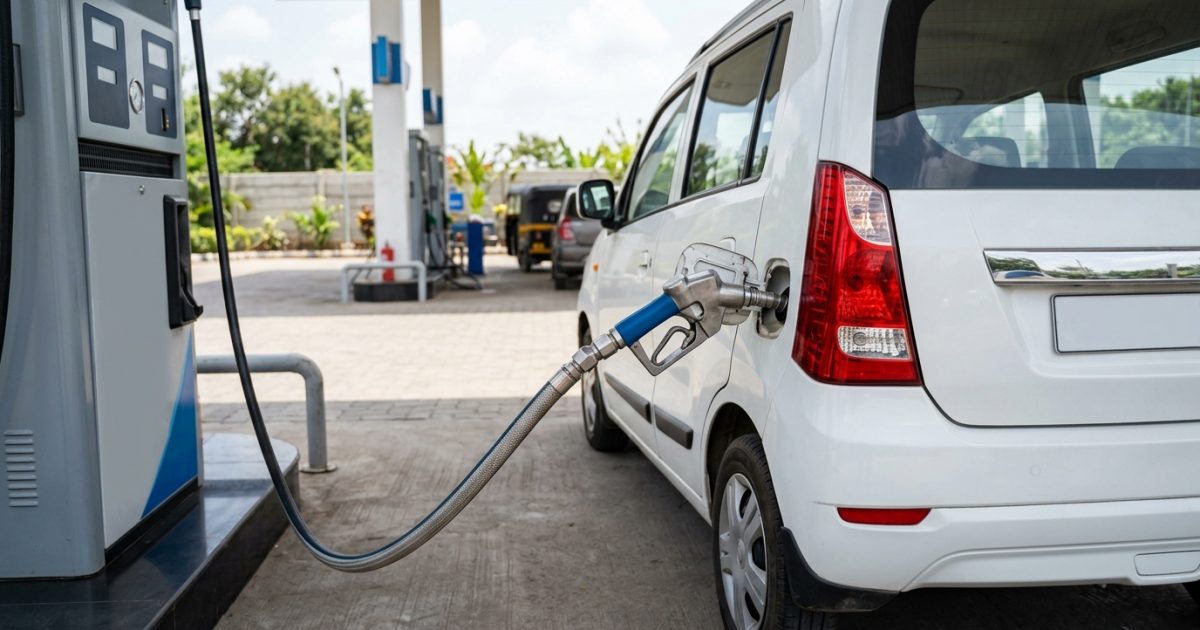 Checking CNG price today at an Indian gas dispensing station