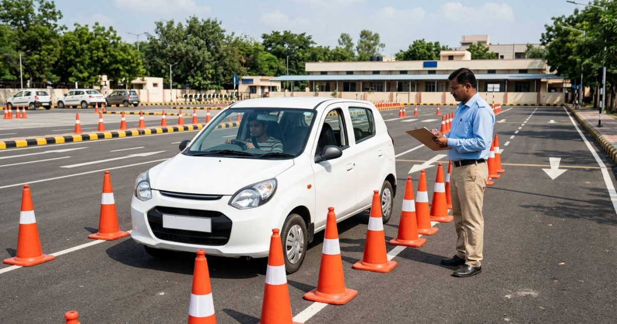 Driver undergoing driving licence verification at an RTO facility