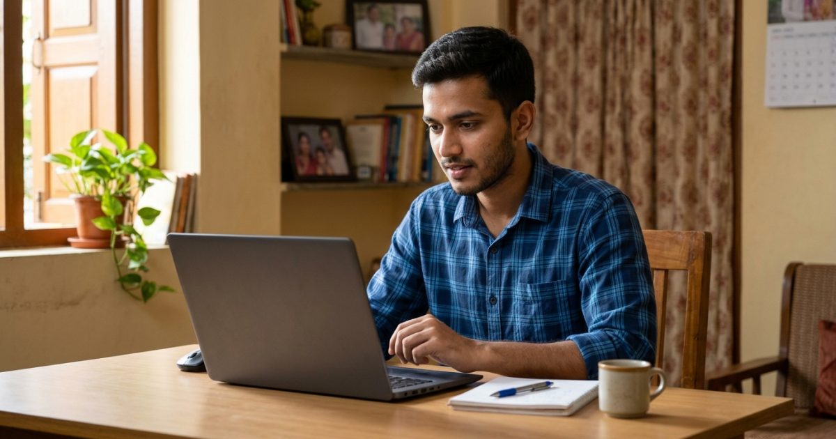 Applicant tracking driving licence status online on a laptop screen