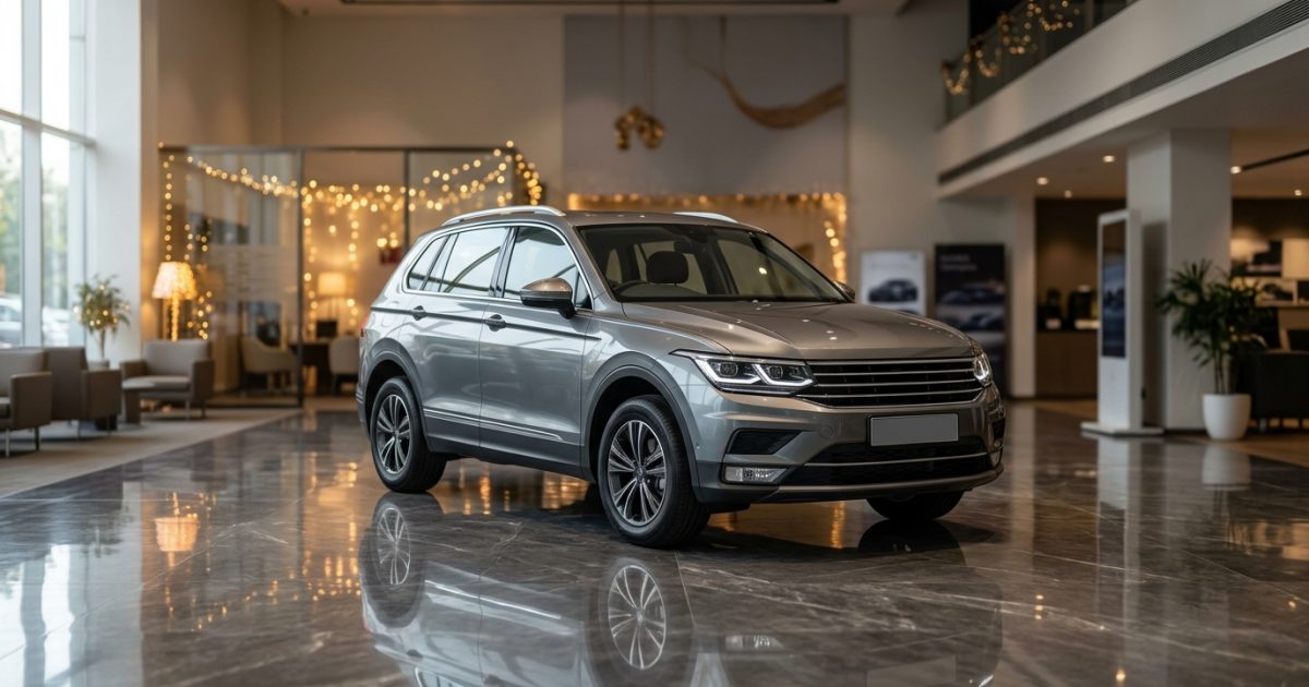 Brand new SUV at a showroom during a latest car launch in India