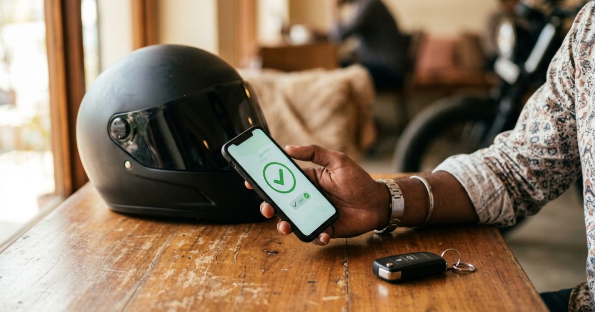 Driver making an online traffic challan payment on a smartphone