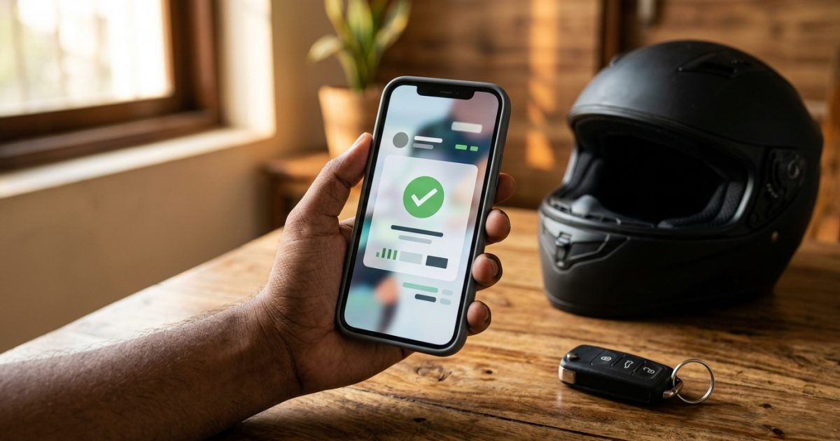 Motorist completing virtual court challan payment online on a smartphone