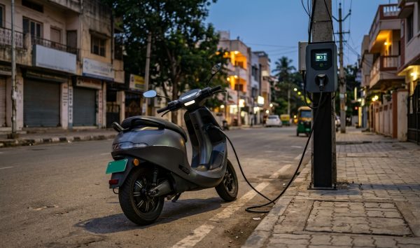 Best electric scooter in India parked at an urban charging bay