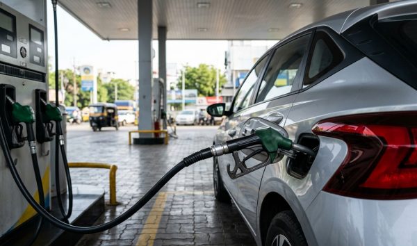 Car getting refuelled at an Indian fuel station showcasing practical car mileage tips