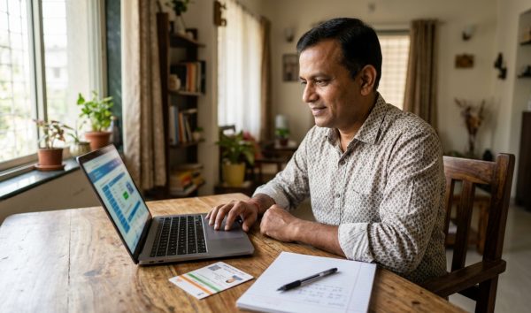 Faceless RTO services application being completed online via Aadhaar authentication