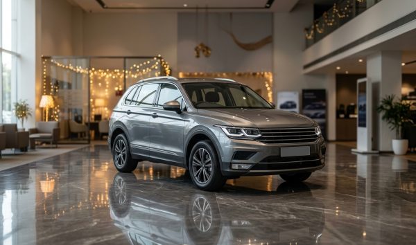 Brand new SUV at a showroom during a latest car launch in India